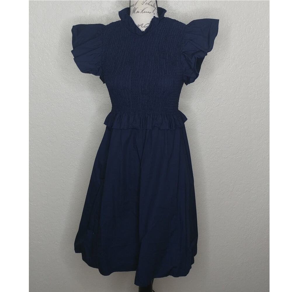 SundayUp Ruffle Accent Blue‎ Dress Size L